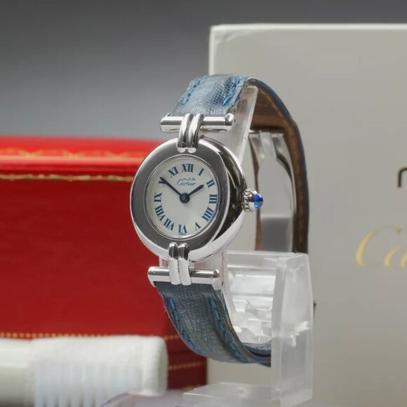 MINT! NEW BATTERY! CARTIER SILVER LADIES WATCH HANG TAG!! main image 4
